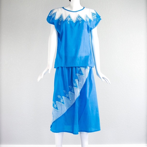 1970's - ZODIAC India Shirt and Skirt Set